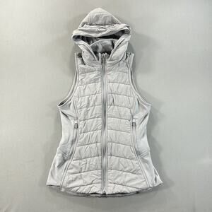Women's Gray Quilted Hooded Vest